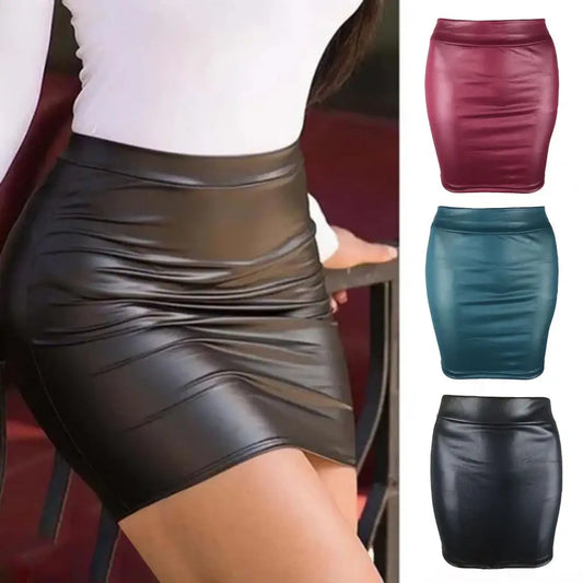 TAMBREET Leather Matte Slim Mini Sexy Fashion PU Hot Short High Waist Skirt Korean Nightclub Streetwear Wholesale Clothes