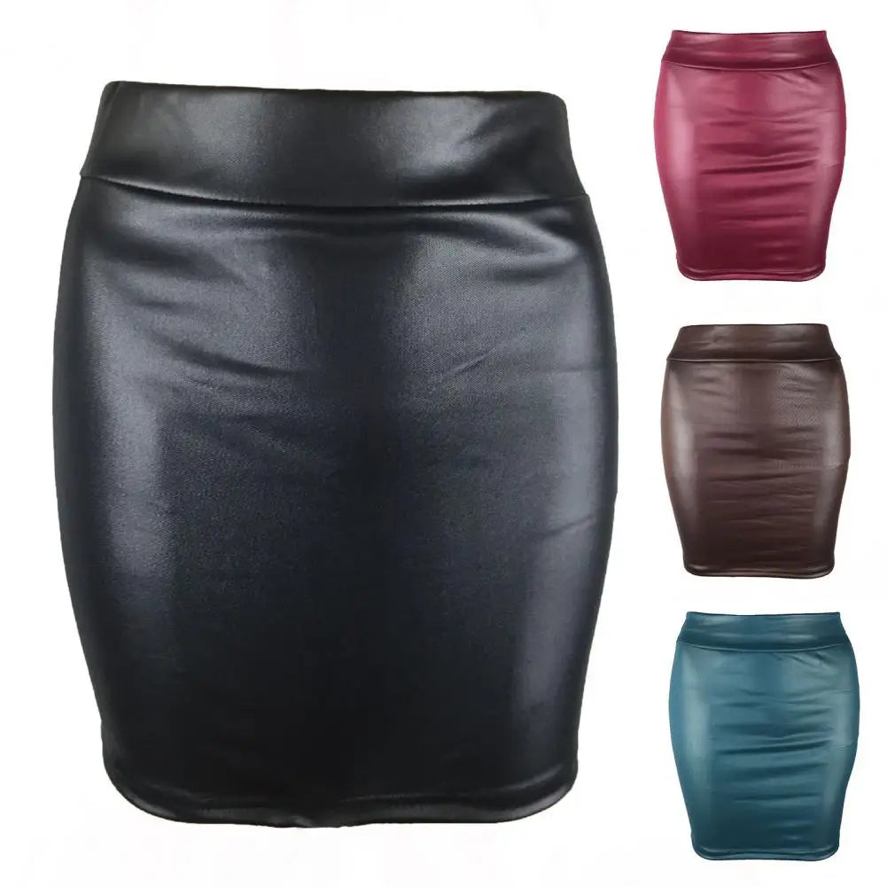 TAMBREET Leather Matte Slim Mini Sexy Fashion PU Hot Short High Waist Skirt Korean Nightclub Streetwear Wholesale Clothes