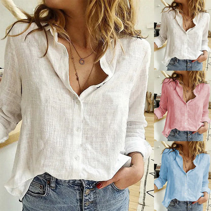 TAMBREET Leisure White Yellow Shirts Button Lapel Cardigan Top Lady Loose Long Sleeve Oversized Shirt Womens Blouses Casual Tunic Blusas