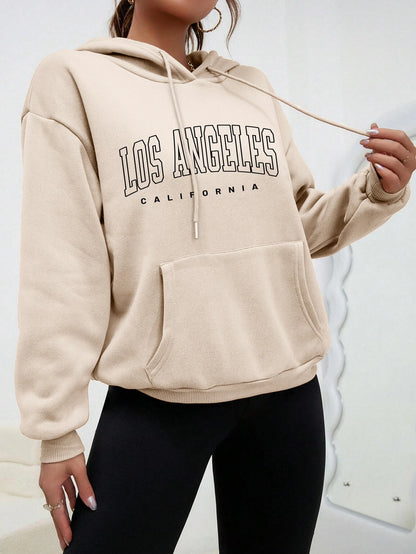 TAMBREET Los Angeles Art Letter Design Women Streetwear American Style Fashion Sweatshirt Autumn Hip Hop Female Hoodies Casual Fleece Top