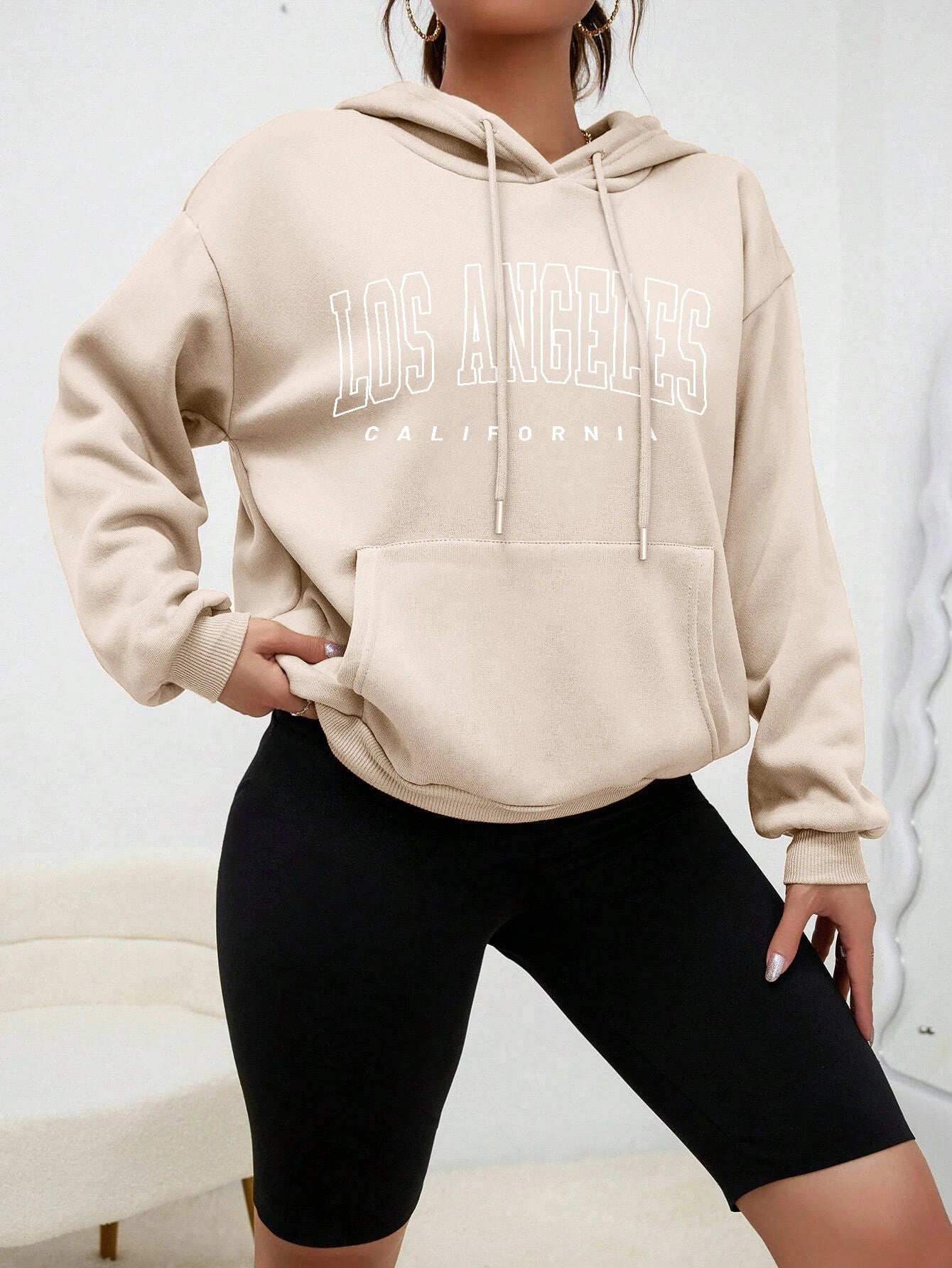 TAMBREET Los Angeles Art Letter Design Women Streetwear American Style Fashion Sweatshirt Autumn Hip Hop Female Hoodies Casual Fleece Top