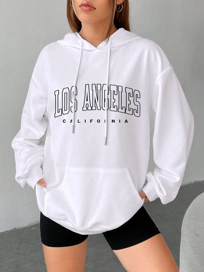 TAMBREET Los Angeles Art Letter Design Women Streetwear American Style Fashion Sweatshirt Autumn Hip Hop Female Hoodies Casual Fleece Top