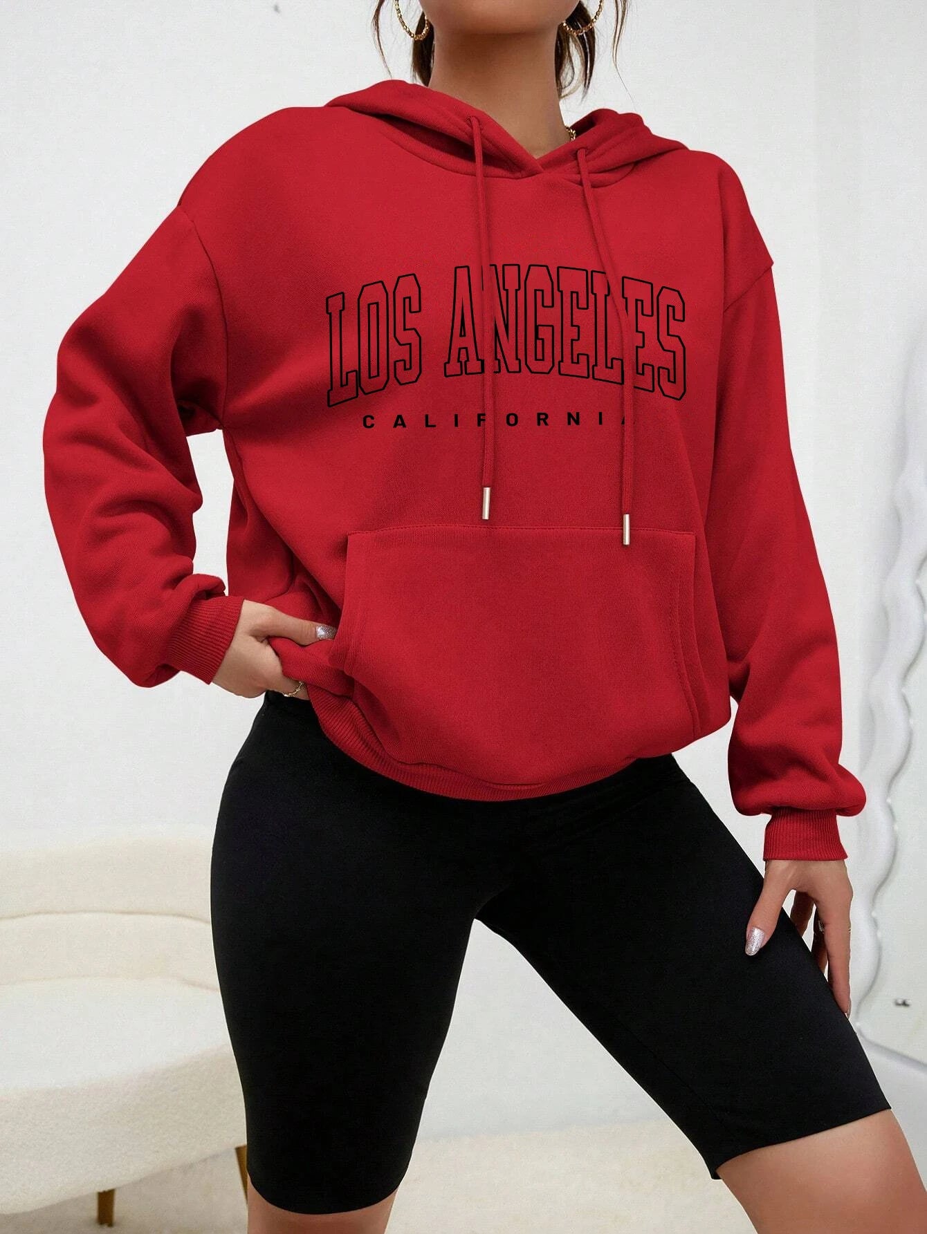 TAMBREET Los Angeles Art Letter Design Women Streetwear American Style Fashion Sweatshirt Autumn Hip Hop Female Hoodies Casual Fleece Top