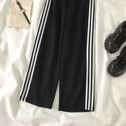 TAMBREET MEXZT S-4Xl Striped Sweatpants Women Streetwear Oversized Wide Leg Pants Harajuku Baggy Joggers Korean Fashion Casual Trousers