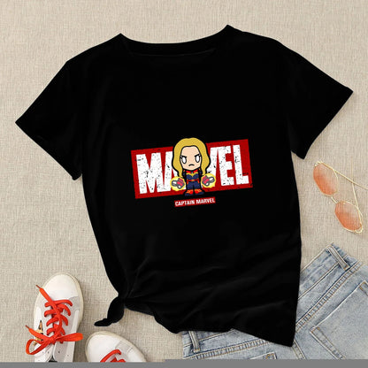 TAMBREET Marvel T-shirts Woman Hipster Black Spiderman Shirt Streetwear Summer Harajuku T Shirt Short Sleeve Tops Tee Clothes For Women