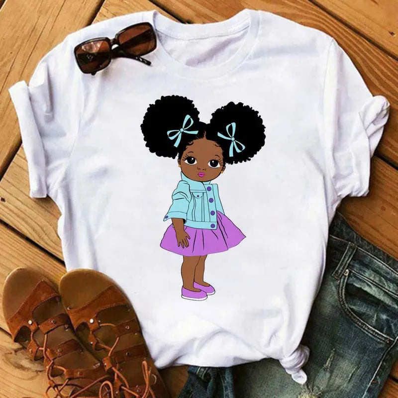 TAMBREET Maycaur Fashion Women Black Girl Print Magic T Shirt Summer Short Sleeve Ladies T-shirts 90s Ulzzang Shirt Casual Round Neck Tee