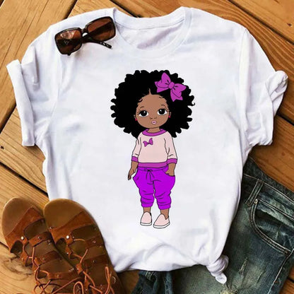 TAMBREET Maycaur Fashion Women Black Girl Print Magic T Shirt Summer Short Sleeve Ladies T-shirts 90s Ulzzang Shirt Casual Round Neck Tee