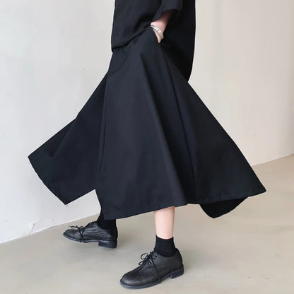 TAMBREET Men's trousers South Korean summer culottes men's shorts loose culottes hairstylist slacks female lovers skirt Yamamoto style