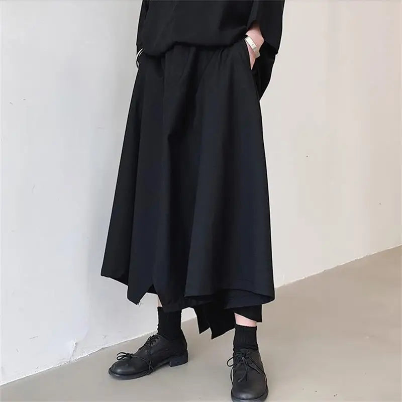 TAMBREET Men's trousers South Korean summer culottes men's shorts loose culottes hairstylist slacks female lovers skirt Yamamoto style