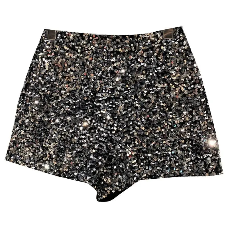 TAMBREET New Autumn Black Velvet Shorts Women Sequined Shiny Versatile Short Pants Clubwear Shorts Hot Pants High Street