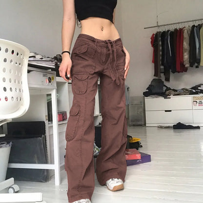 TAMBREET New European and American Casual Women's Retro Workwear Dad Pants Wide-leg Loose Straight Jeans for Women