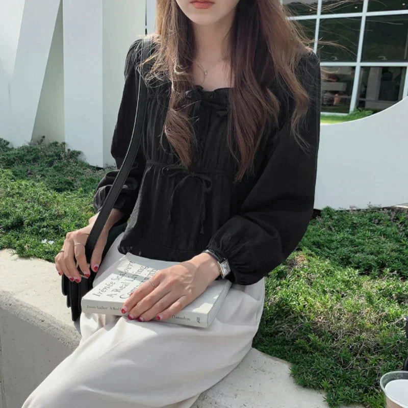 TAMBREET New Spring Linen Cotton Women's Shirt 2024 Casual Girls White Women Blouse Long Sleeve Korean Woman Tops Soft Clothes 11700