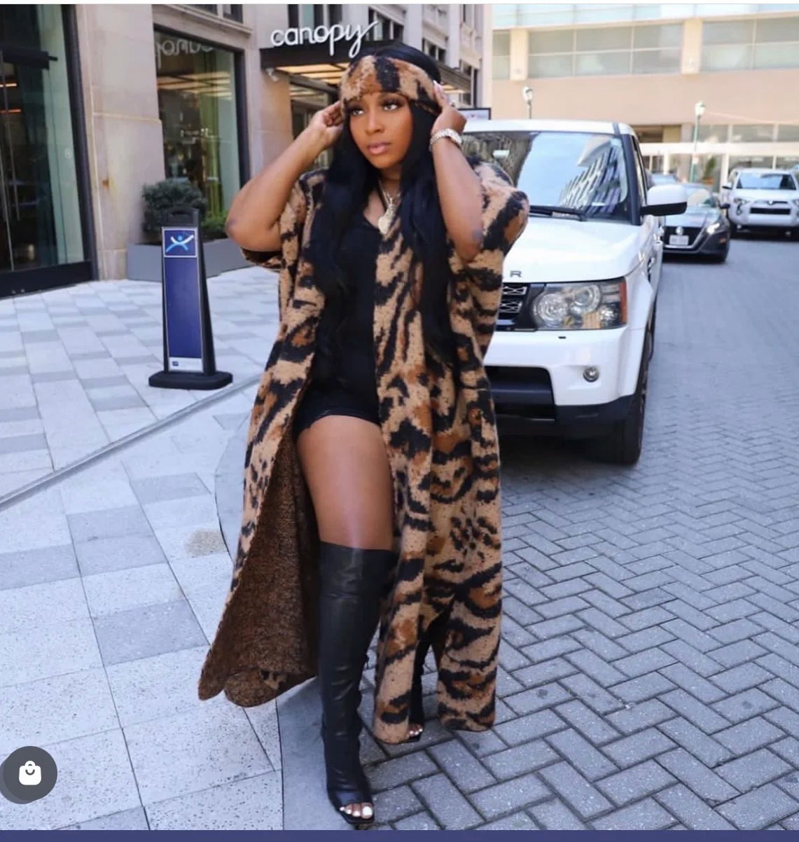 TAMBREET New Winter African Lady Kimonos Luxury Loose Thick Long Cardigans European Female Fashion Printed Outfits Jacket Clothes