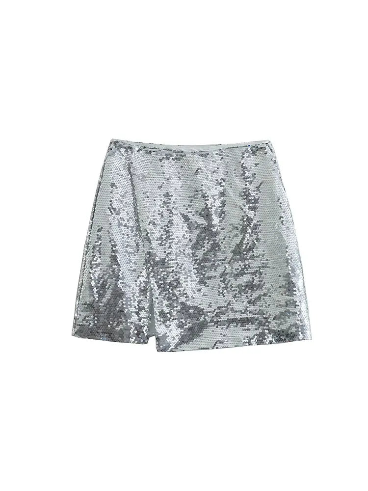 TAMBREET Nlzgmsj Spring Summer Sexy Women Sequined Mini Skirt Women High Waist Skirts Female Party A-line Skirt