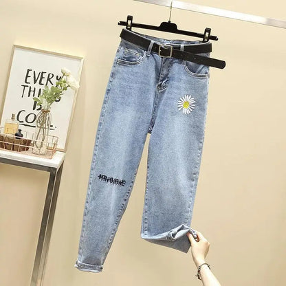 TAMBREET Raw Edge High Waisted Jeans Women Clothing Harajuku Retro Washed Distressed Jeans Woman Casual Slim Women Jeans Pants