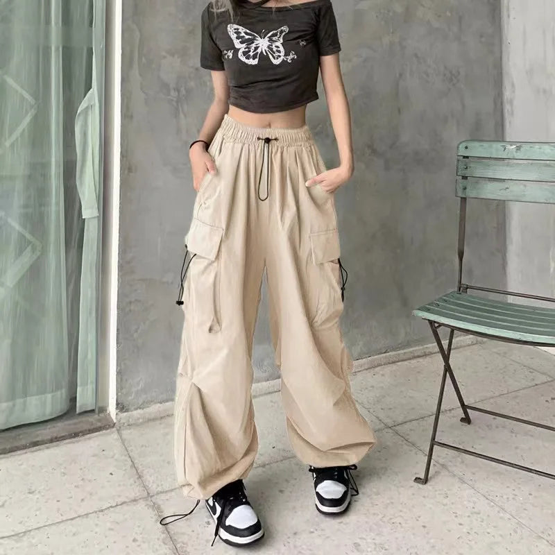 TAMBREET Retro work casual pants for women's summer versatile straight tube drape leggings loose wide leg pants