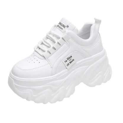 TAMBREET Rimocy White Black Chunky Sneakers Women Spring Autumn Thick Bottom Dad Shoes Woman Fashion PU Leather Platform Sneakers Ladies