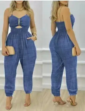 TAMBREET Summer Women Mesh Elegant Wide Leg Jump Suit Loose Bodysuits Overalls Full Body Jumpsuit Trousers Evening Jumpsuits Clothes