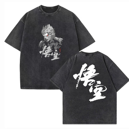 TAMBREET Black Myth Wukong Sun Wukong Vintage Harajuku Summer Unisex O-Neck Short Sleeve Cotton T-Shirts