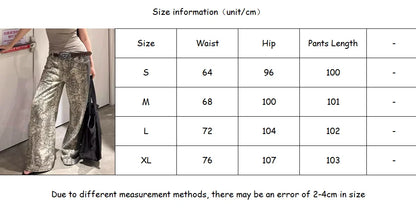 TAMBREET American Retro Snake Print Wide Leg Jeans Women Y2K Streetwear Hip Hop Loose Wash Fashion Street High Waist Straight Jeans