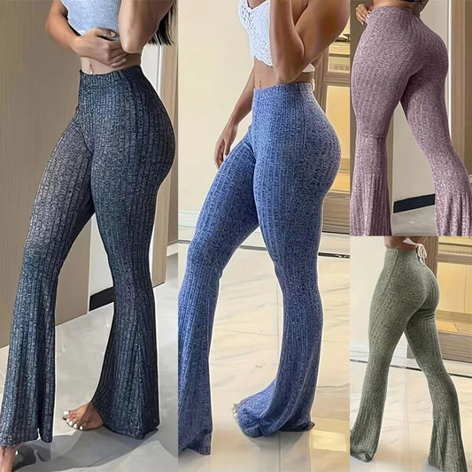 TAMBREET Slim High Waist Capris Sexy Bell Bottom Flare Tights Solid Hot Y2k Women Clothes E Girl Aesthetic Fashion Streetwear Woman Pants