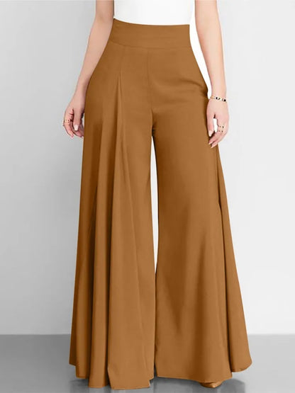 TAMBREET Spring Autumn Fashion Women High Waist Wide Leg Pants Female Elegant Flare Trousers Casual Solid Holiday Loose Long Pant New