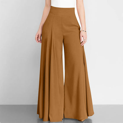 TAMBREET Spring Autumn Fashion Women High Waist Wide Leg Pants Female Elegant Flare Trousers Casual Solid Holiday Loose Long Pant New