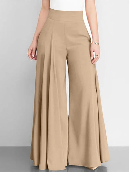 TAMBREET Spring Autumn Fashion Women High Waist Wide Leg Pants Female Elegant Flare Trousers Casual Solid Holiday Loose Long Pant New