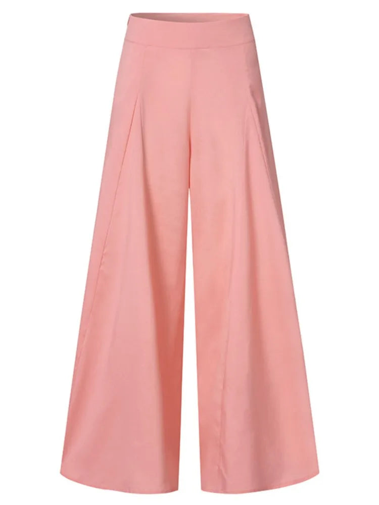 TAMBREET Spring Autumn Fashion Women High Waist Wide Leg Pants Female Elegant Flare Trousers Casual Solid Holiday Loose Long Pant New