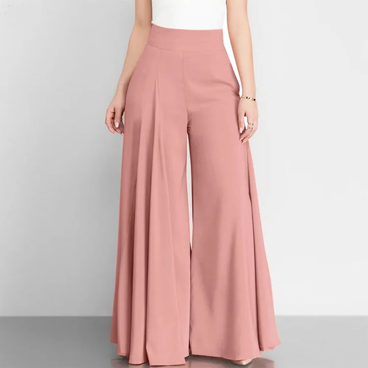 TAMBREET Spring Autumn Fashion Women High Waist Wide Leg Pants Female Elegant Flare Trousers Casual Solid Holiday Loose Long Pant New