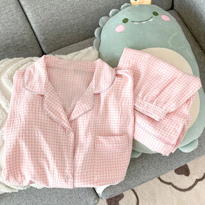 TAMBREET Summer Ladies New Pajamas Homewear Two Sets of Girls Cloud Cotton Short-Sleeved Shorts Pajamas Homewear Sweet Wind Homewear