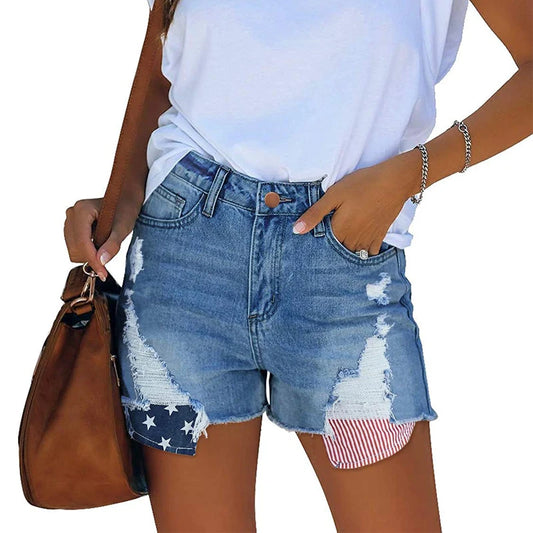 TAMBREET Summer New Denim Shorts For Women, high-waisted, Slim, Ripped, Loose, Versatile, Wide-legged, A-line Hot Pants