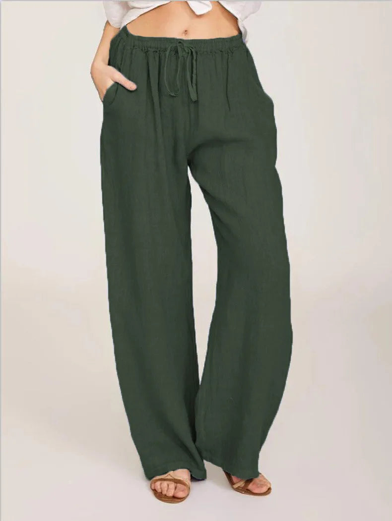 TAMBREET Summer and Autumn New Casual Women's Wear in Europe, America, and Europe Large Loose Cotton Hemp Casual Pants