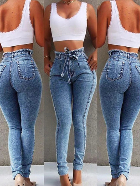 TAMBREET Temperament Sexy Slimming Womens Denim Pants 2024 New Summer European and American Style Jeans Streetwear Denim Pants