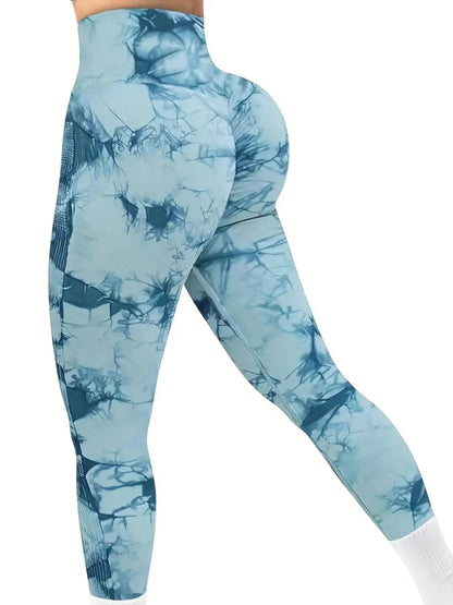 TAMBREET Tights Women Tie Dye Leggings High Waist Lifts Butt Tummy Control Push Up Seamless Yoga pants Ladies Workout Gym Clothing