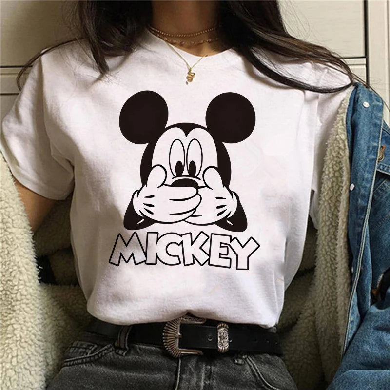 TAMBREET Tshirt Mickey 90s Y2k Minnie Mouse Hat Print T-shirt Women Fashion T Shirt Female Clothes Kawaii Disney T Shirt