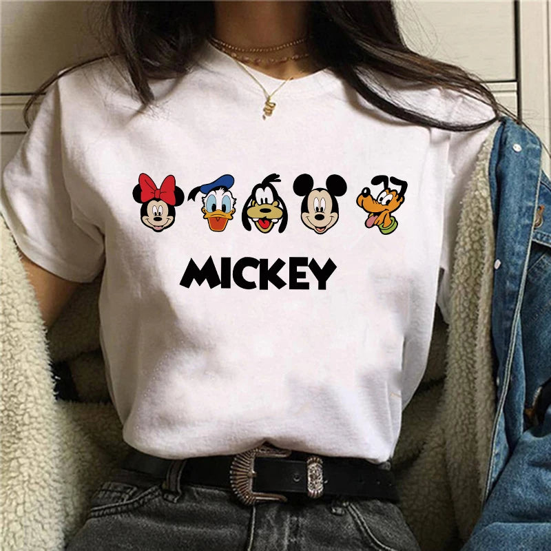 TAMBREET Tshirt Mickey 90s Y2k Minnie Mouse Hat Print T-shirt Women Fashion T Shirt Female Clothes Kawaii Disney T Shirt