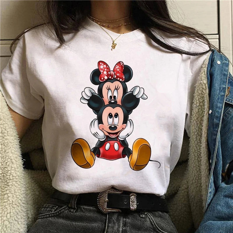 TAMBREET Tshirt Mickey 90s Y2k Minnie Mouse Hat Print T-shirt Women Fashion T Shirt Female Clothes Kawaii Disney T Shirt