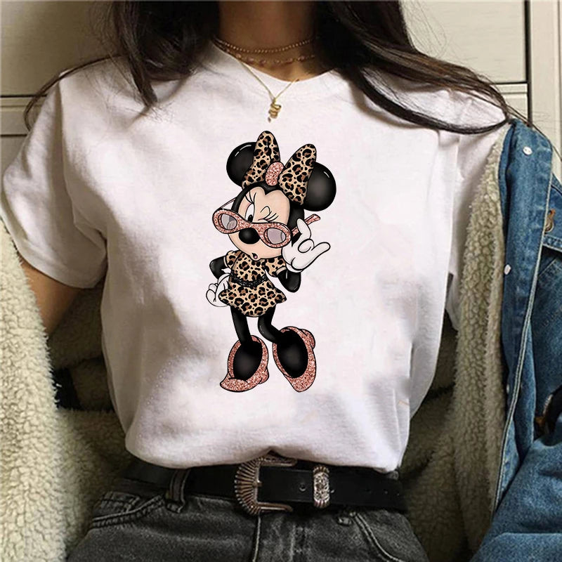 TAMBREET Tshirt Mickey 90s Y2k Minnie Mouse Hat Print T-shirt Women Fashion T Shirt Female Clothes Kawaii Disney T Shirt