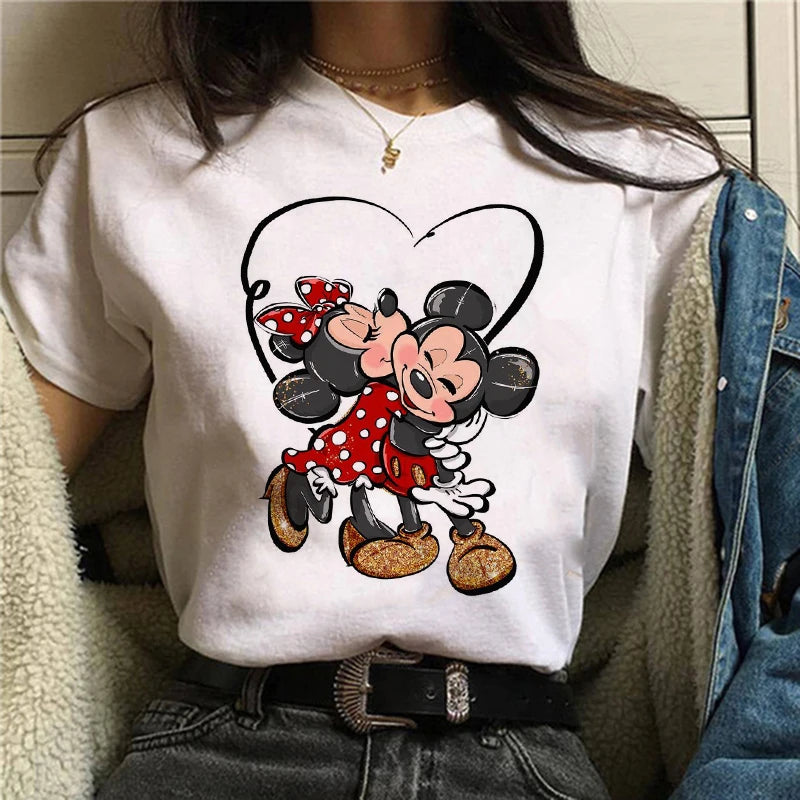 TAMBREET Tshirt Mickey 90s Y2k Minnie Mouse Hat Print T-shirt Women Fashion T Shirt Female Clothes Kawaii Disney T Shirt