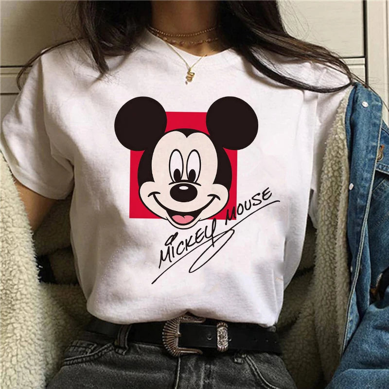 TAMBREET Tshirt Mickey 90s Y2k Minnie Mouse Hat Print T-shirt Women Fashion T Shirt Female Clothes Kawaii Disney T Shirt