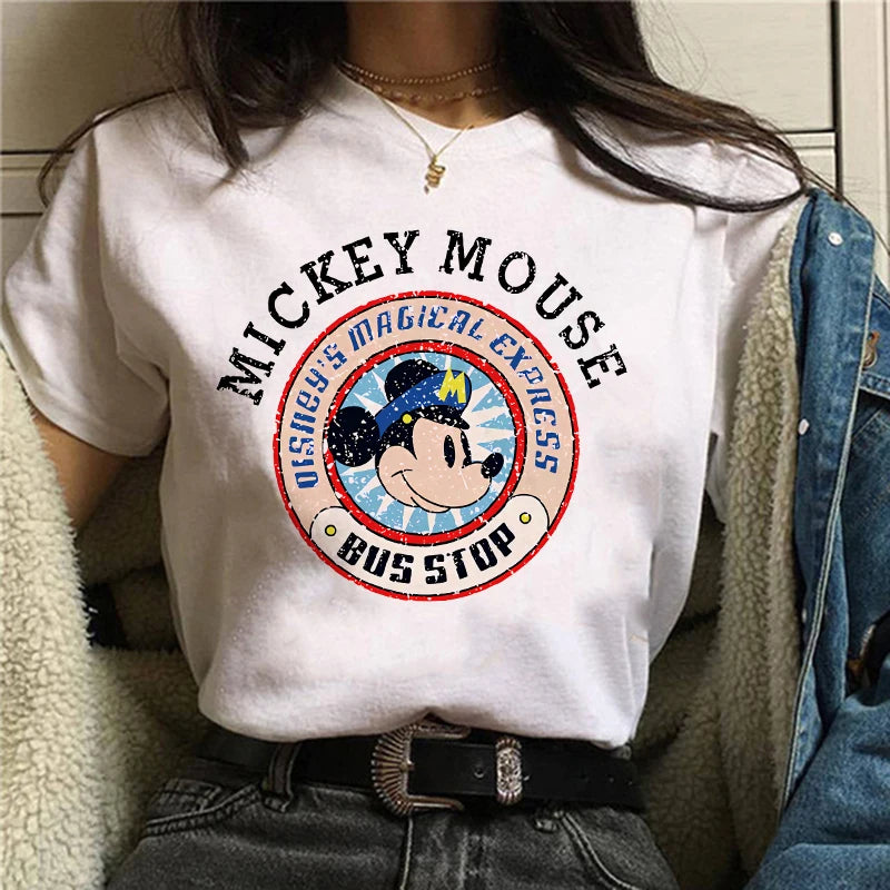 TAMBREET Tshirt Mickey 90s Y2k Minnie Mouse Hat Print T-shirt Women Fashion T Shirt Female Clothes Kawaii Disney T Shirt