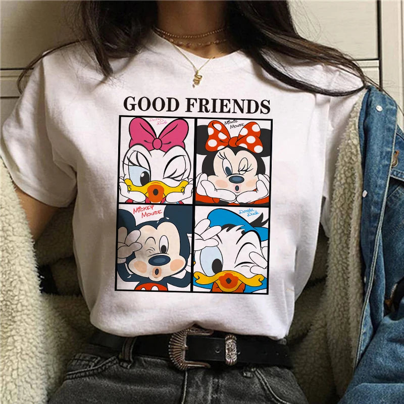 TAMBREET Tshirt Mickey 90s Y2k Minnie Mouse Hat Print T-shirt Women Fashion T Shirt Female Clothes Kawaii Disney T Shirt