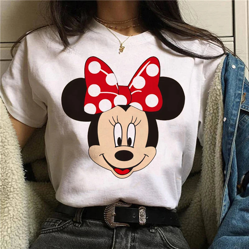 TAMBREET Tshirt Mickey 90s Y2k Minnie Mouse Hat Print T-shirt Women Fashion T Shirt Female Clothes Kawaii Disney T Shirt