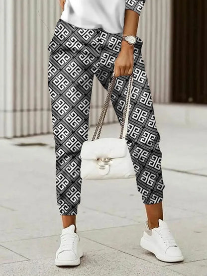 TAMBREET Two Piece Set For Women Print Long Pant Sets 2 Piece Sets Women Outfit Spring Autumn Long Sleeve Fashion Elegant Office Sets