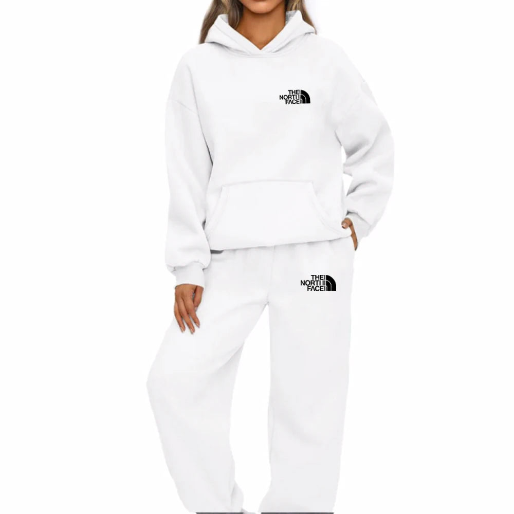 TAMBREET Woman Hoodies Sets Letters Printing Loose Hooded Two Piece Sweatpants Jogger Pants Set Sweatsuit Tracksuit