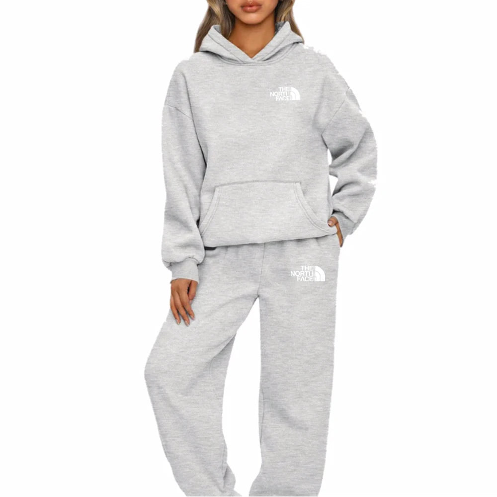 TAMBREET Woman Hoodies Sets Letters Printing Loose Hooded Two Piece Sweatpants Jogger Pants Set Sweatsuit Tracksuit