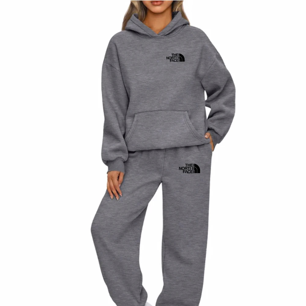 TAMBREET Woman Hoodies Sets Letters Printing Loose Hooded Two Piece Sweatpants Jogger Pants Set Sweatsuit Tracksuit