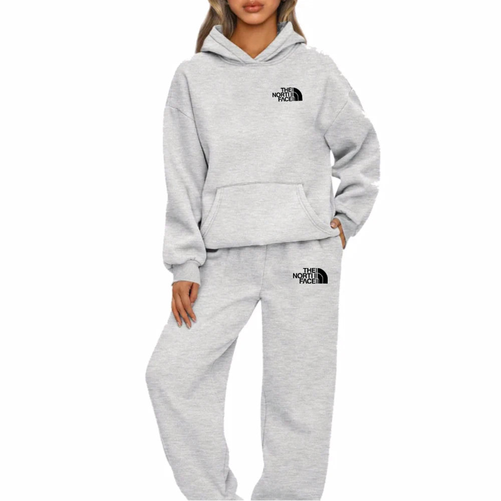 TAMBREET Woman Hoodies Sets Letters Printing Loose Hooded Two Piece Sweatpants Jogger Pants Set Sweatsuit Tracksuit