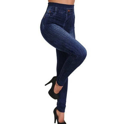 TAMBREET Women Denim Leggings Fashion Slim Leggings Faux Jeans Leggings Stretch Leggins Pants Summer Breeches Multiple Sizes